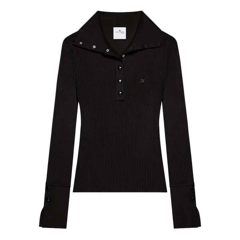 Courrèges Black Polo Sweater made by Courreges