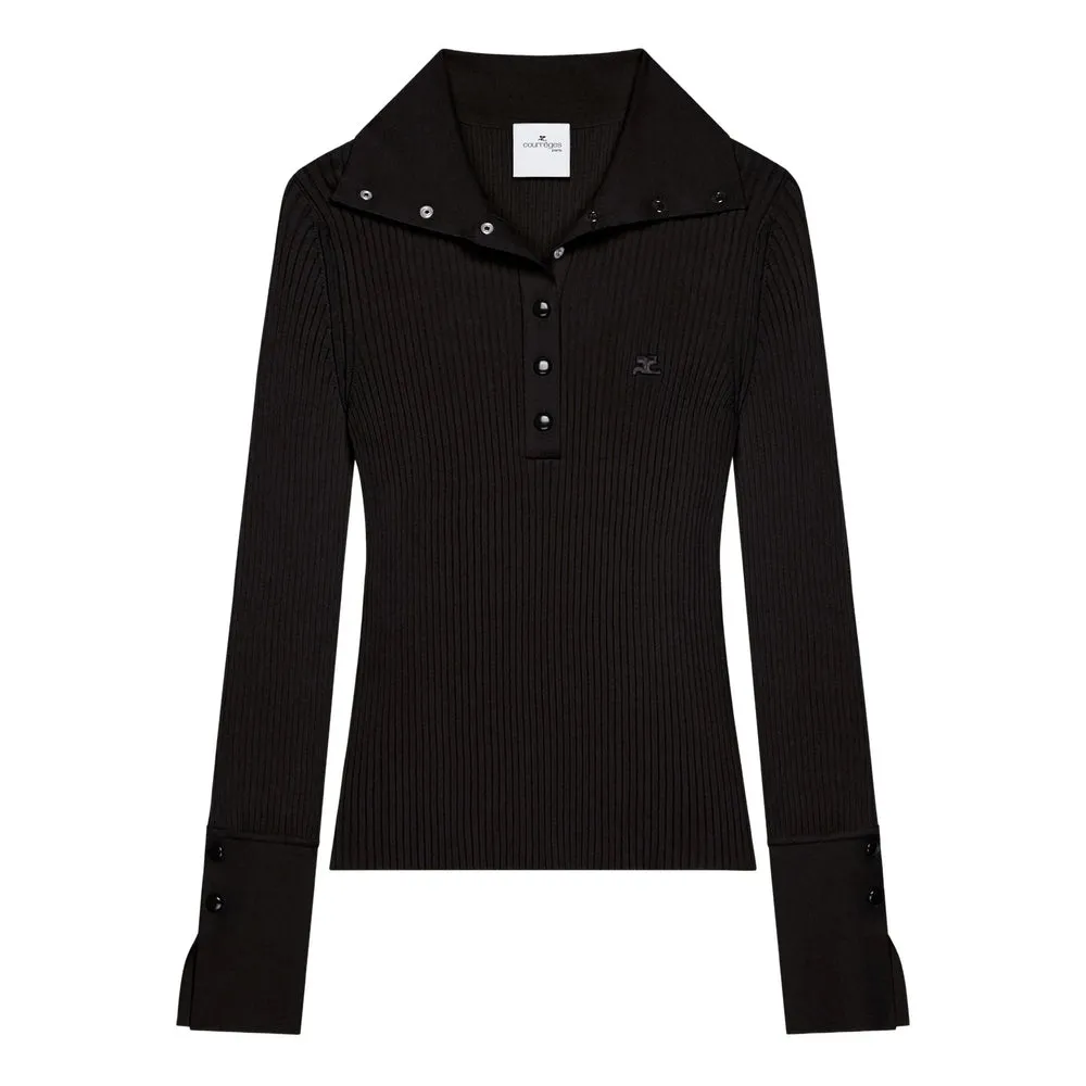 Courrèges Black Polo Sweater sold by Lord & Taylor