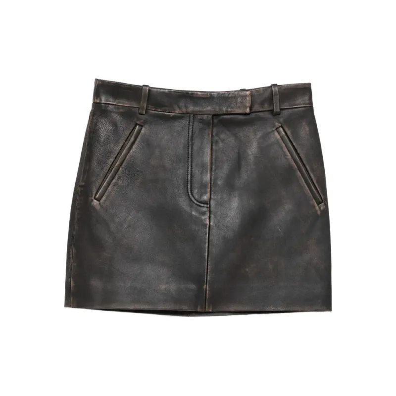 Black Leather Fitted Skirt sold by Lord & Taylor