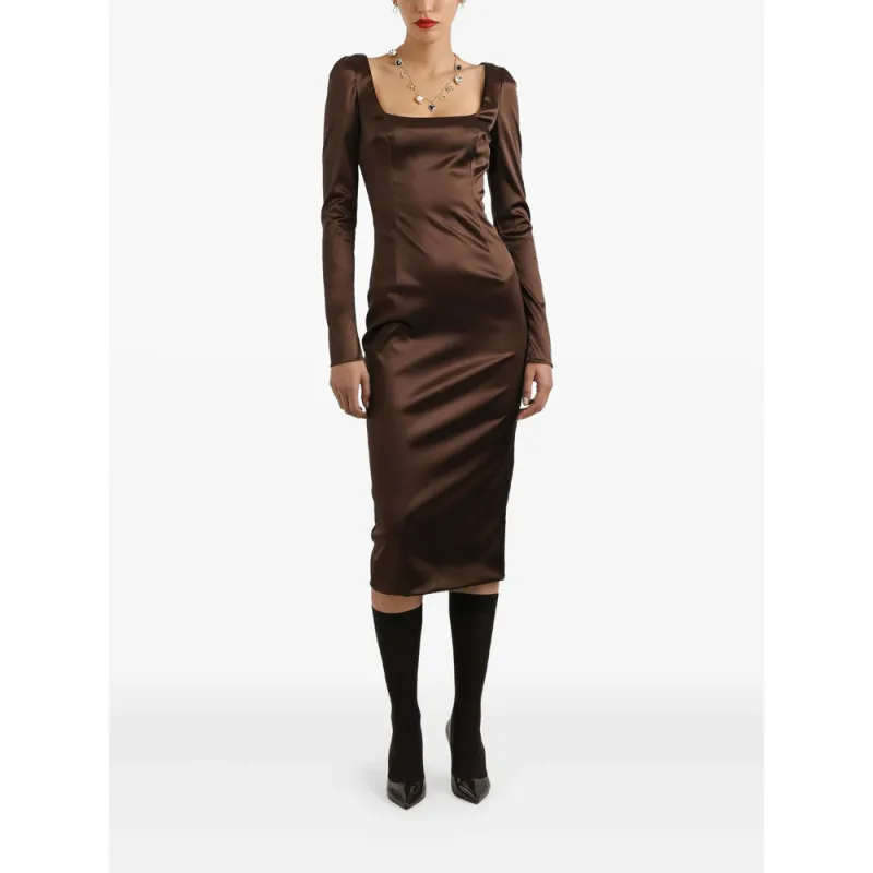 Dolce & Gabbana Dark Brown Satin Dress sold by Lord & Taylor