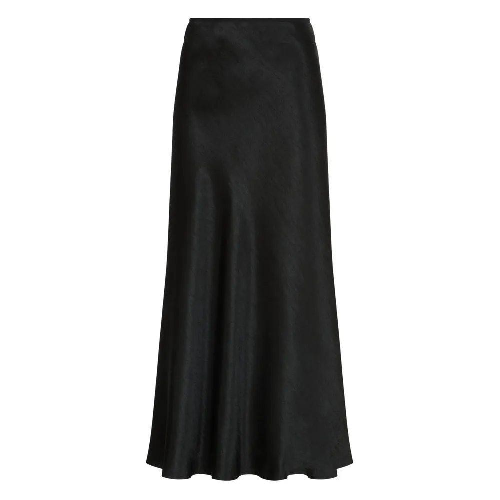 Maison Margiela Black Satin Midi Skirt sold by Lord & Taylor