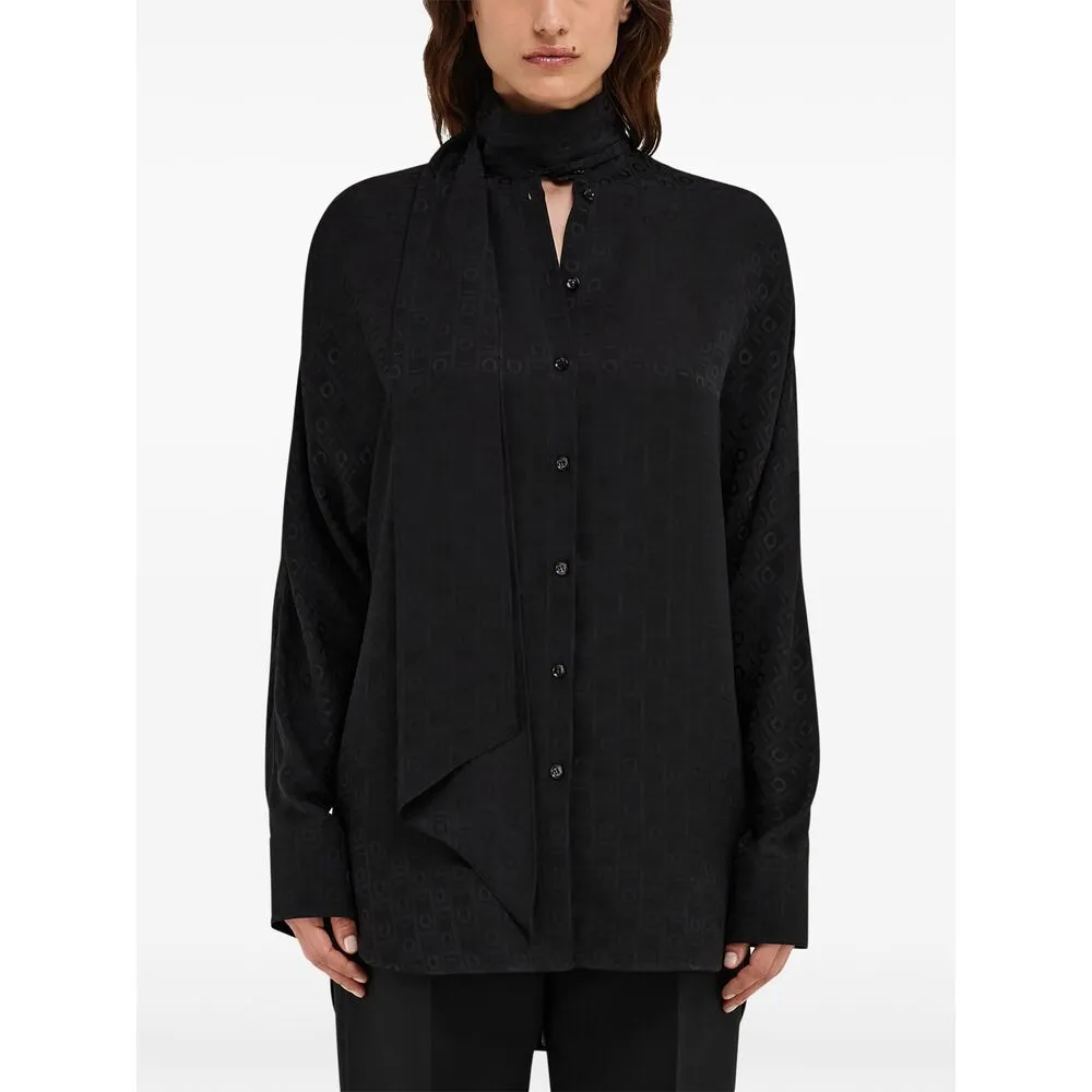 Black Silk Shirt with Sash Detail sold by Lord & Taylor product image thumbnail 5