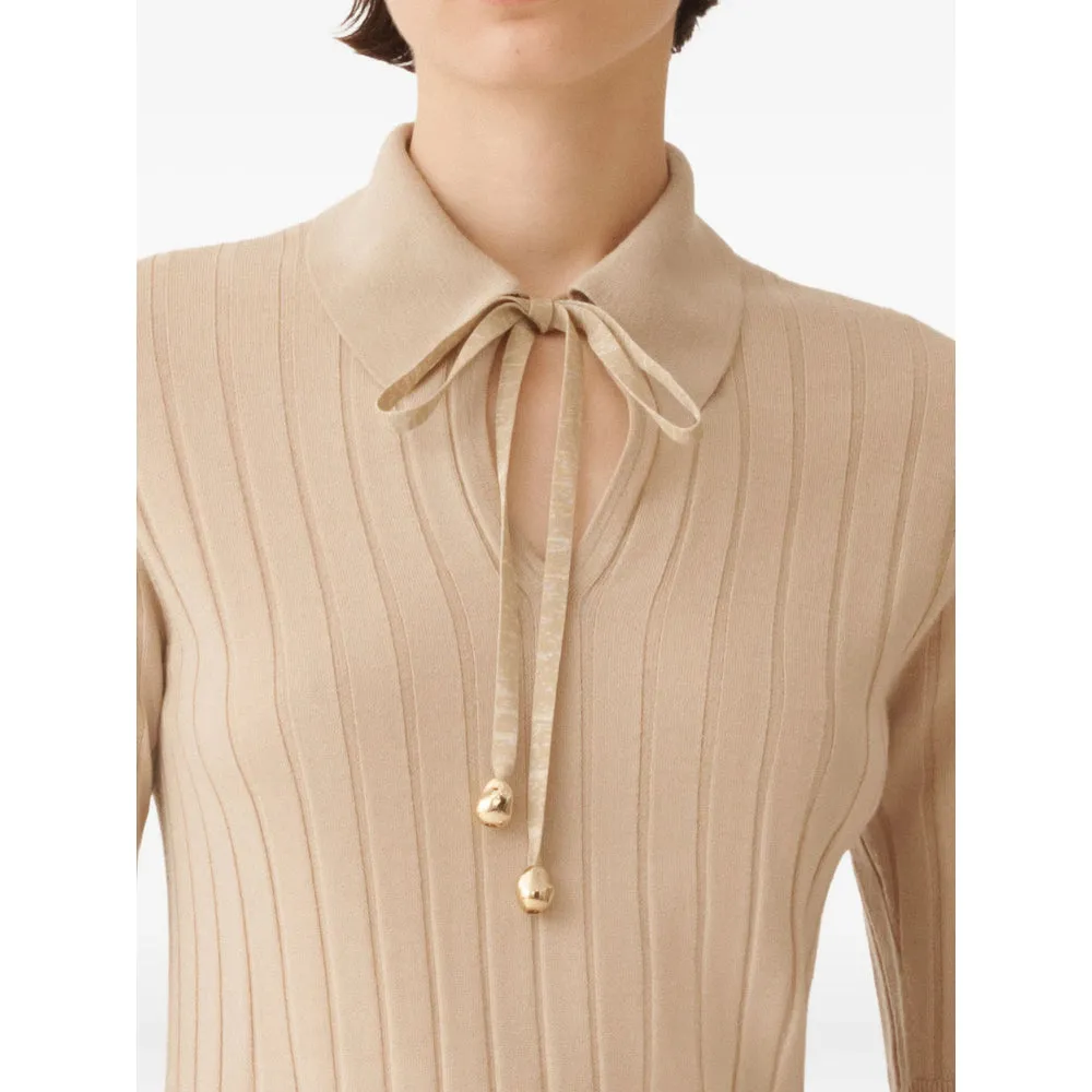 Beige Ribbed Knit Sweater sold by Lord & Taylor product image thumbnail 4