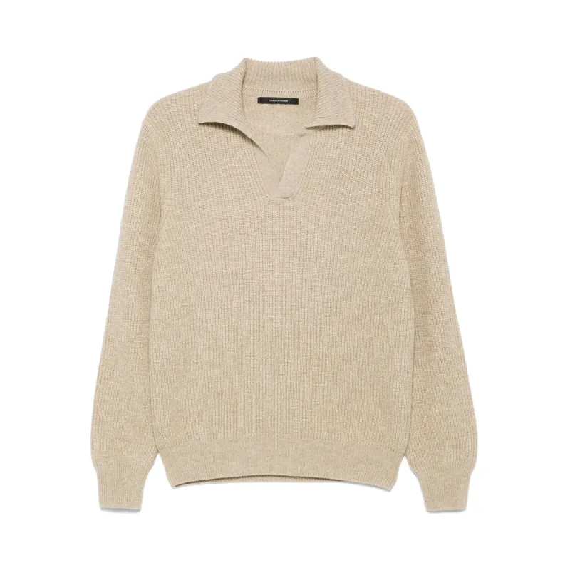 Light Beige Classic Collar Sweater made by Tagliatore
