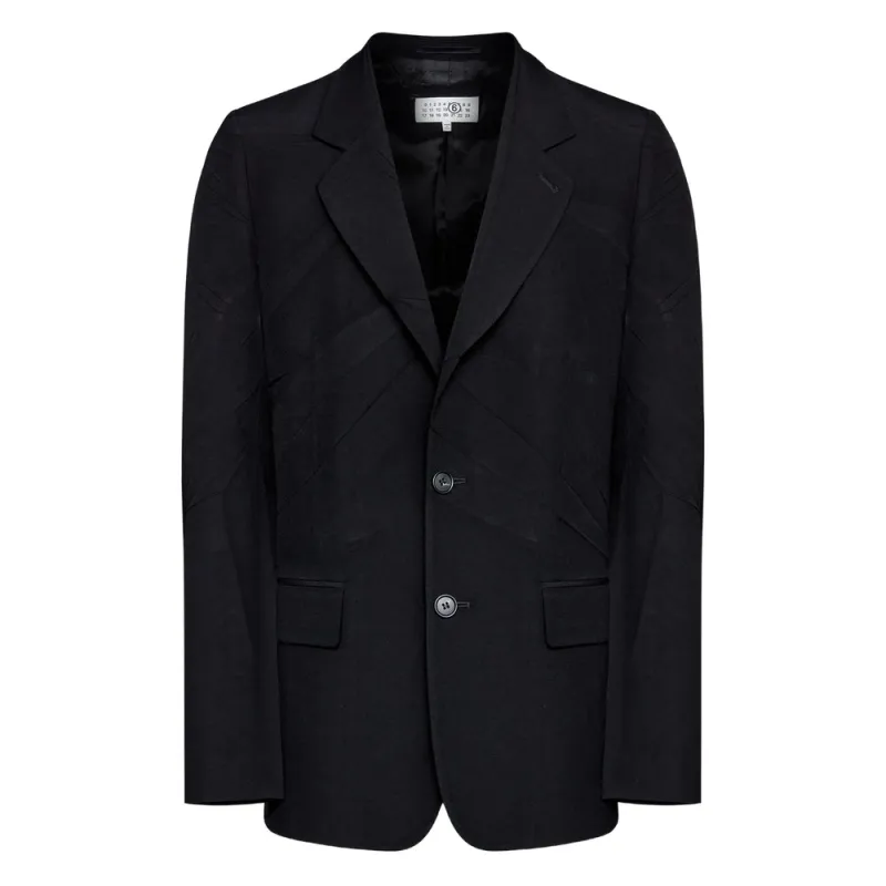 Black Notched Lapel Blazer made by Maison Margiela