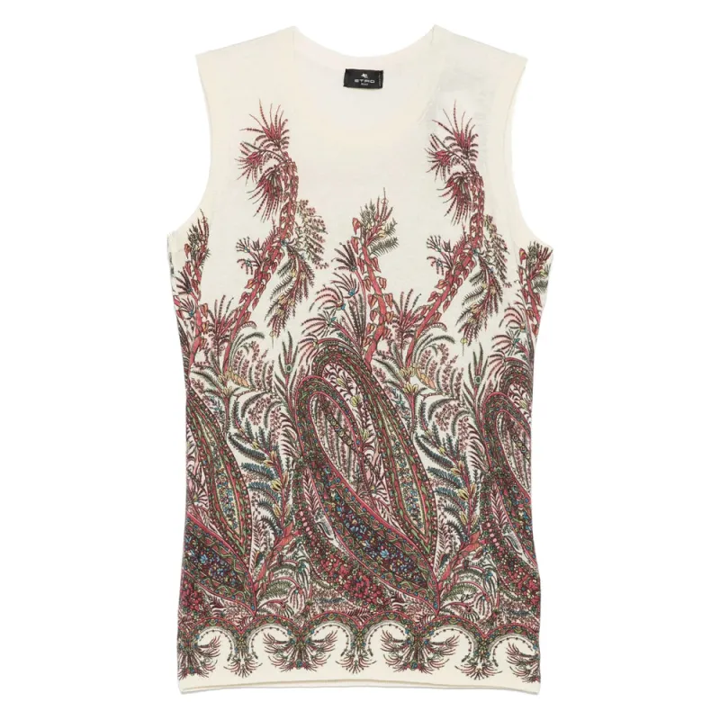 Etro Ecru Sleeveless Sweater made by Etro