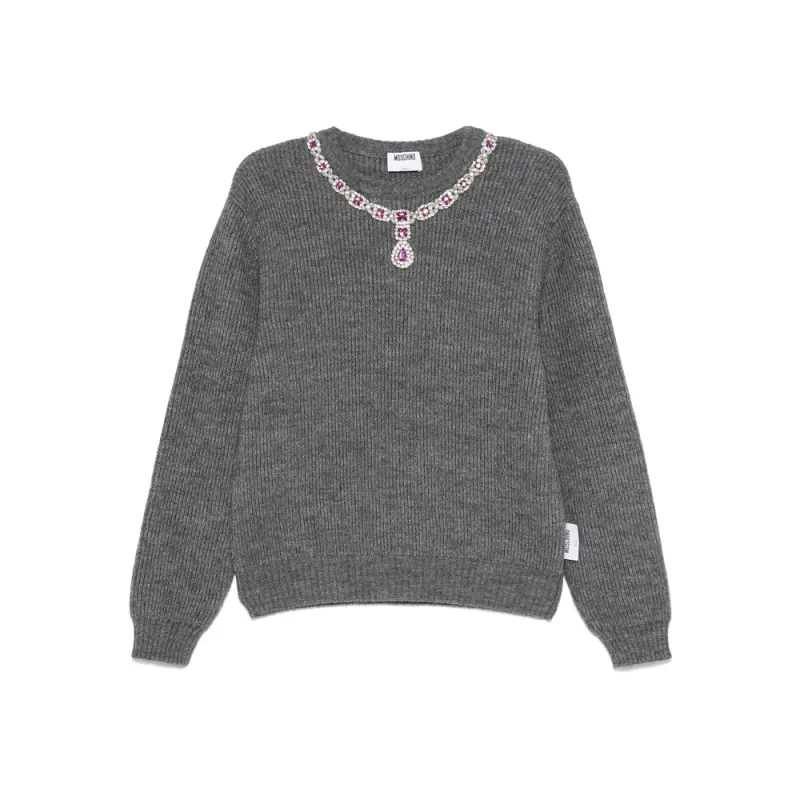 Moschino Grey Sweater with Jewel Embellishment sold by Lord & Taylor