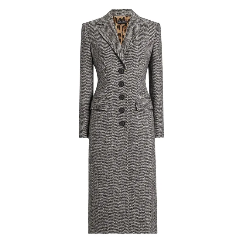 Dolce & Gabbana Grey Herringbone Coat sold by Lord & Taylor