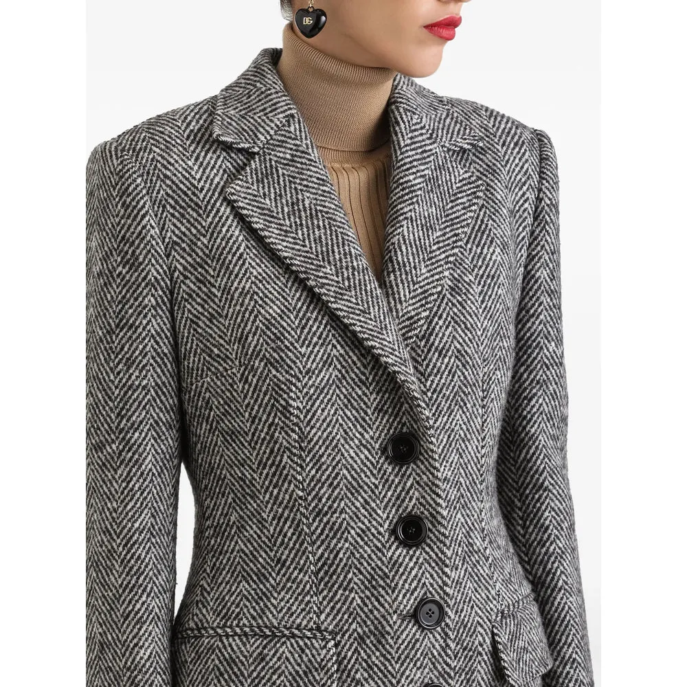 Dolce & Gabbana Grey Herringbone Coat sold by Lord & Taylor product image thumbnail 3