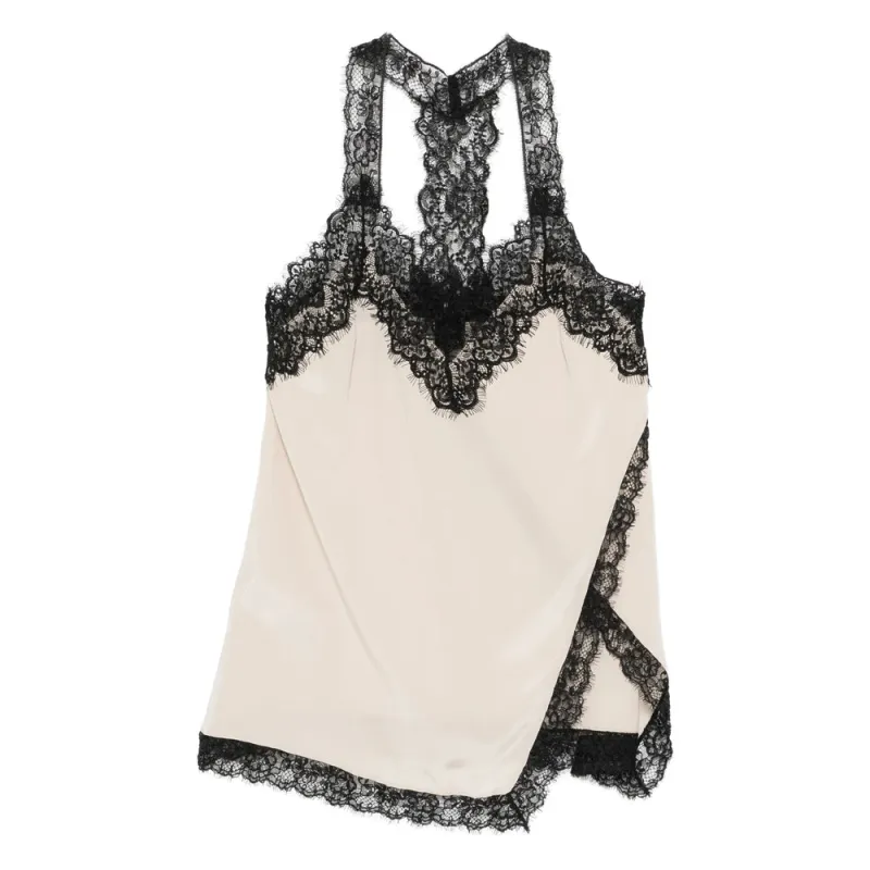 Beige Silk Top with Lace Trim sold by Lord & Taylor