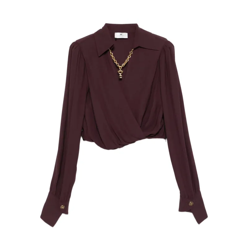 Elisabetta Franchi Brown Wrap Shirt sold by Lord & Taylor