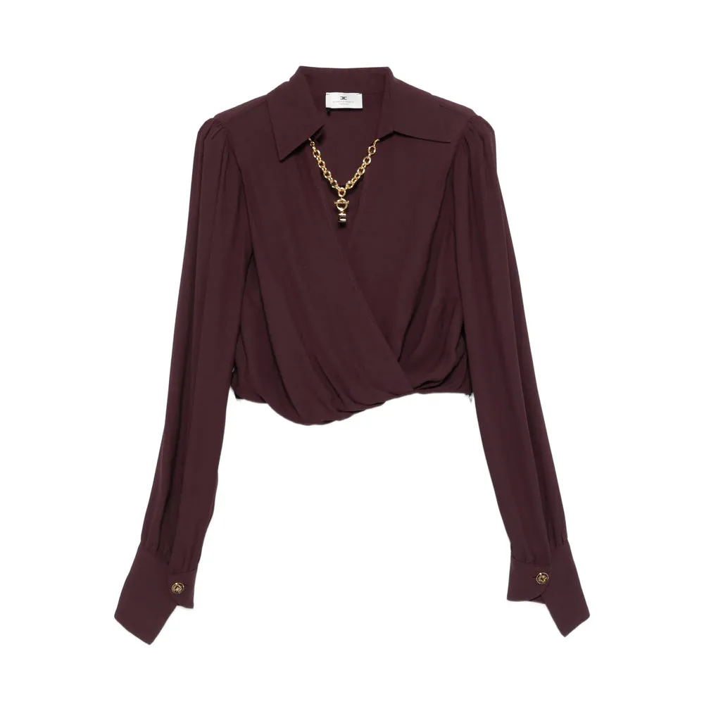 Elisabetta Franchi Brown Wrap Shirt sold by Lord & Taylor