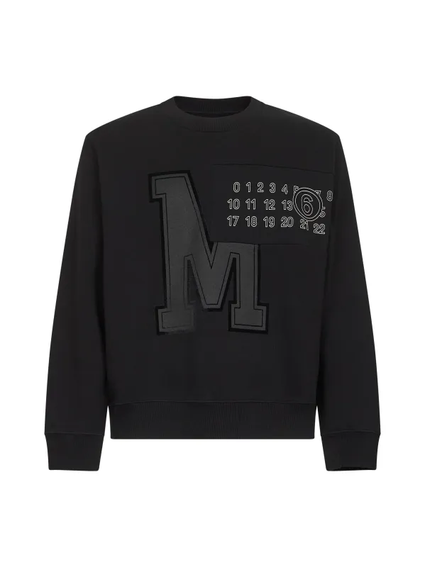 Black Cotton MM6 Numeric Signature Sweatshirt sold by Lord & Taylor