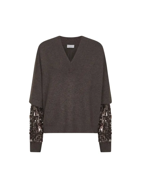 Brown Cashmere Embroidered Sweater sold by Lord & Taylor