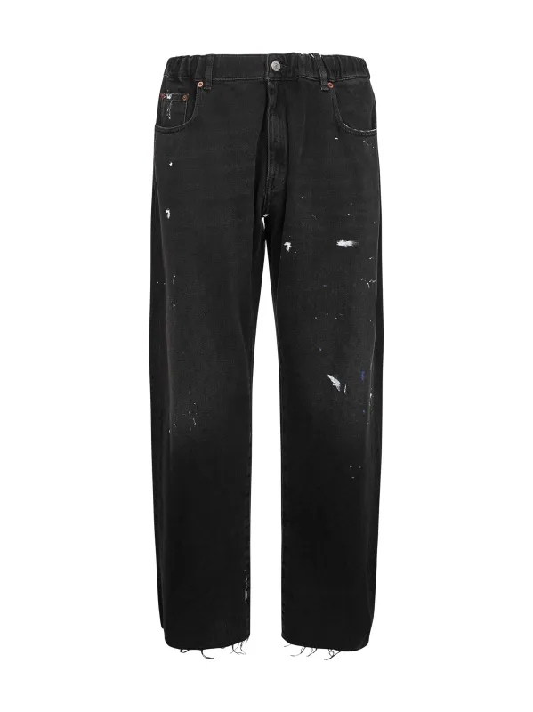Black Cotton Denim Straight Leg Jeans sold by Lord & Taylor