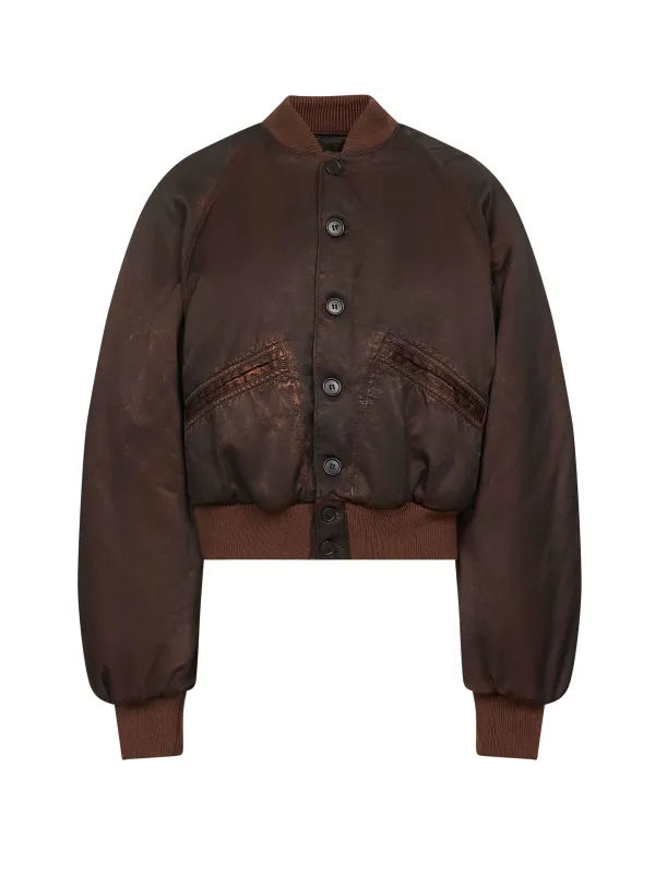 Brown Cotton and Viscose Blend Bomber Jacket made by Maison Margiela
