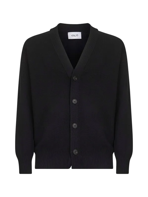 Black Virgin Wool Knit Cardigan sold by Lord & Taylor