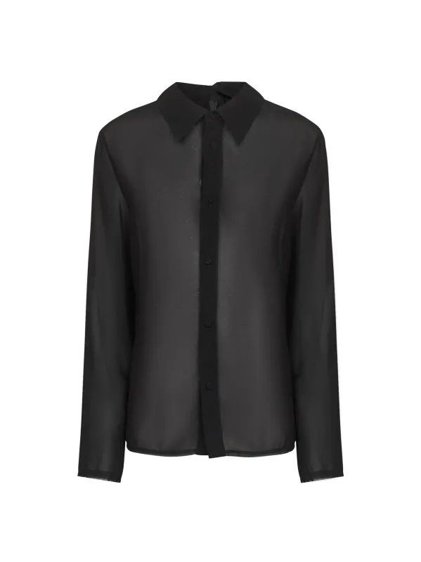 Black Georgette Shirt with Asymmetric Collar sold by Lord & Taylor