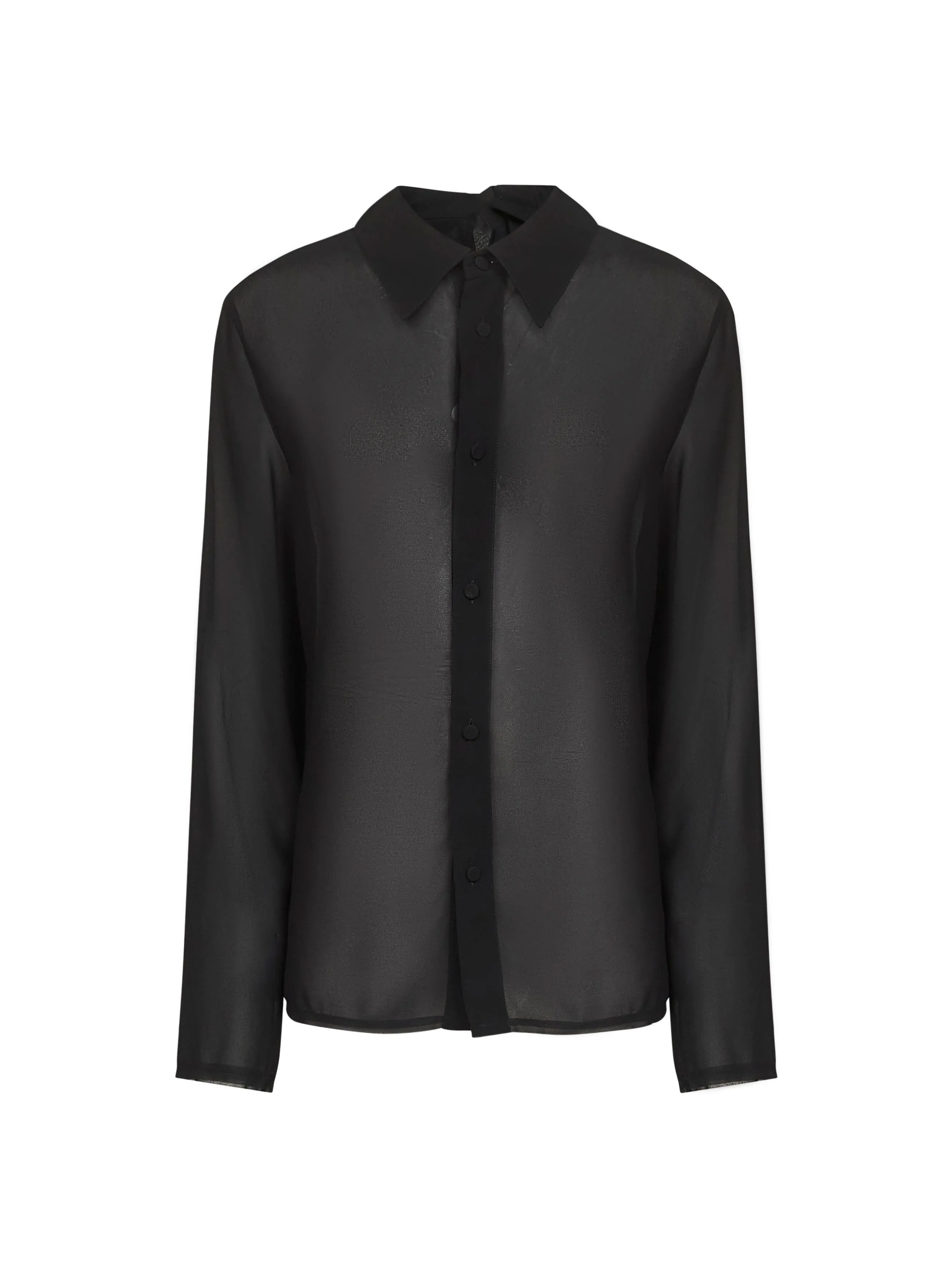 Black Georgette Shirt with Asymmetric Collar sold by Lord & Taylor