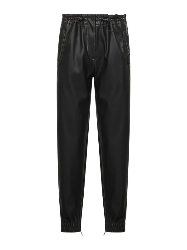 Black Distressed Eco-Leather Trousers sold by Lord & Taylor