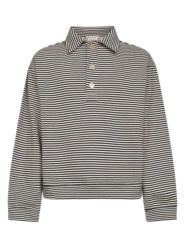 Black Striped Cotton Polo Sweatshirt sold by Lord & Taylor