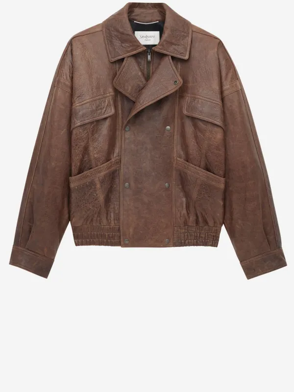 Distressed Lambskin Bomber Jacket sold by Lord & Taylor