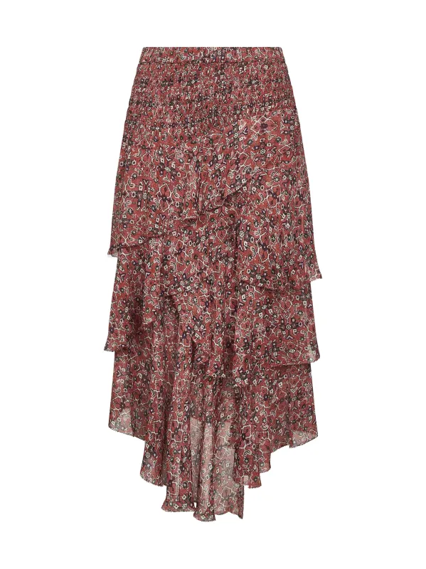 Rust Printed Georgette Brigitte Midi Skirt made by Isabel Marant