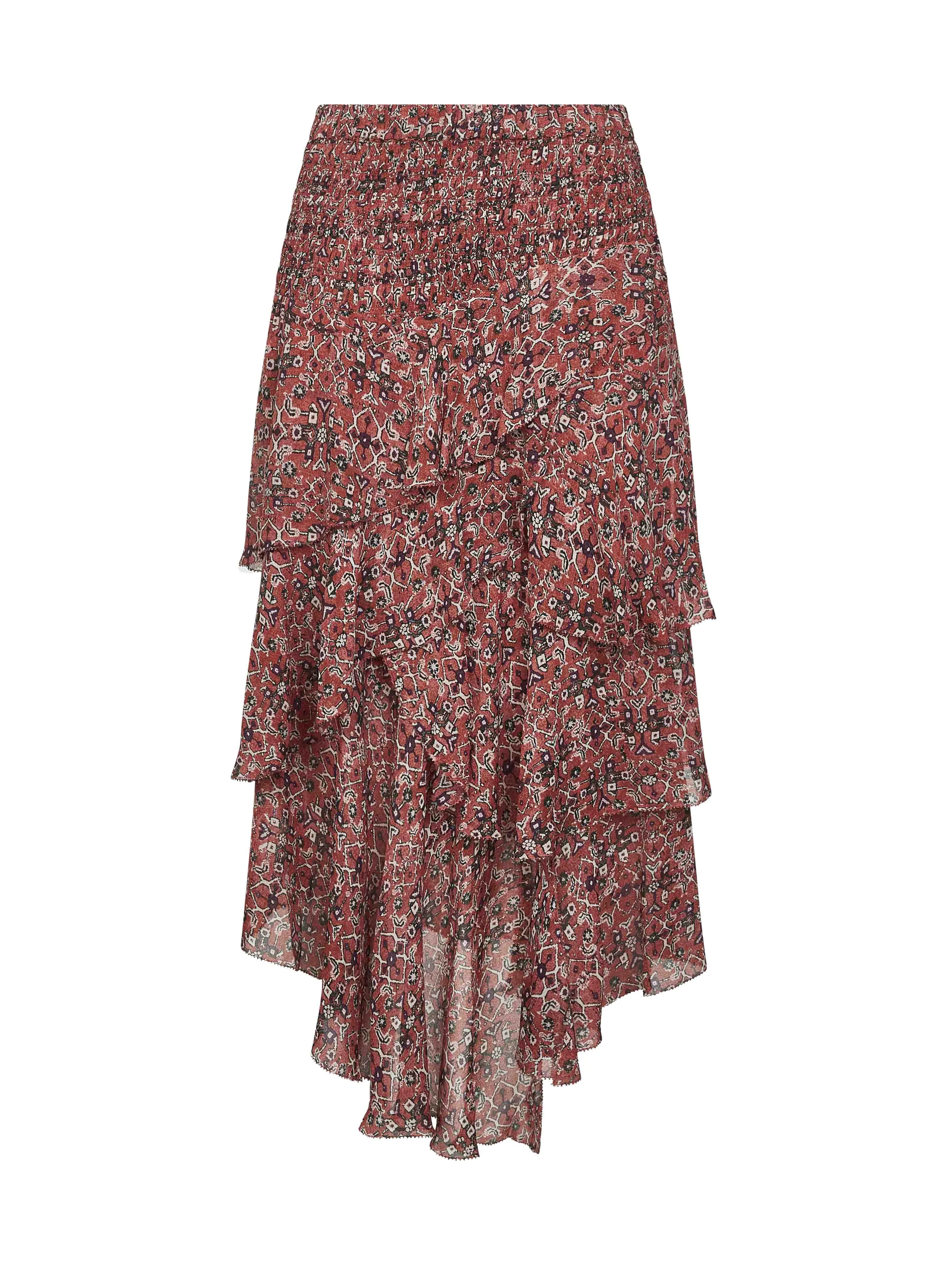 Rust Printed Georgette Brigitte Midi Skirt sold by Lord & Taylor