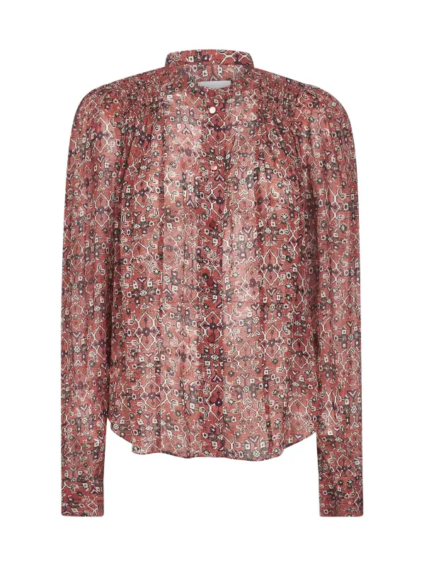 Rust Printed Crepe Noeline Blouse made by Isabel Marant