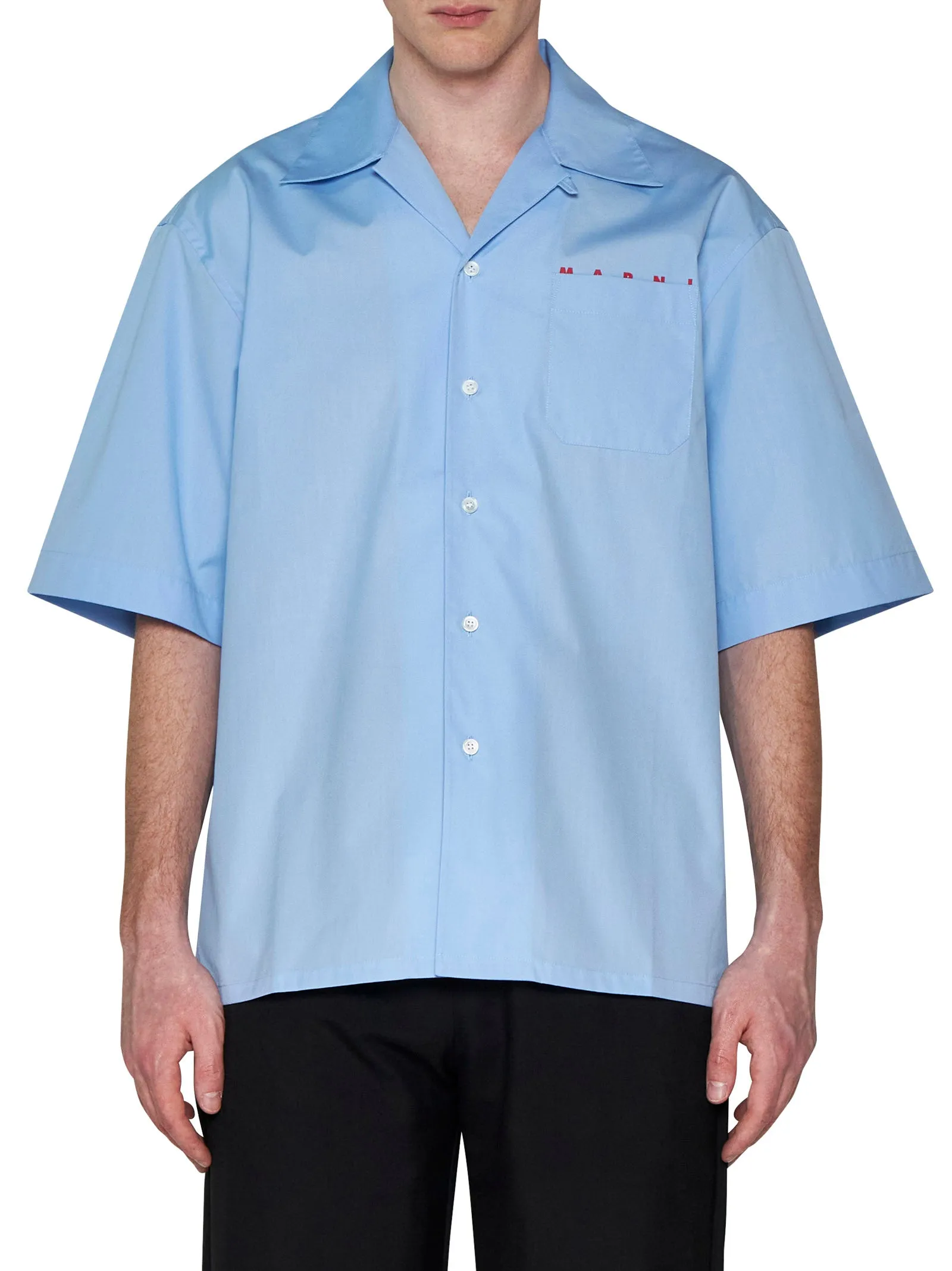Light Blue Cotton Shirt with Logo sold by Lord & Taylor product image thumbnail 3