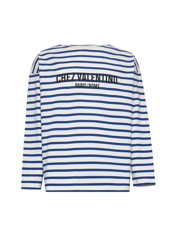 Butter Striped Chez Valentino Print T-Shirt sold by Lord & Taylor