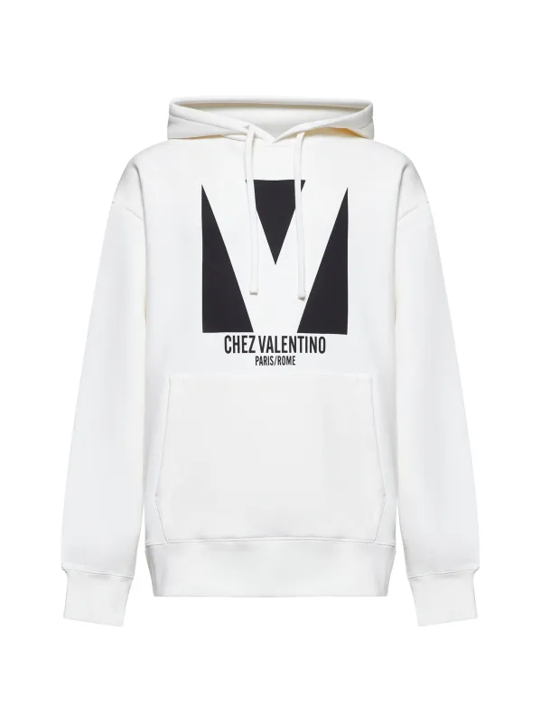White Chez Valentino Print Hoodie sold by Lord & Taylor