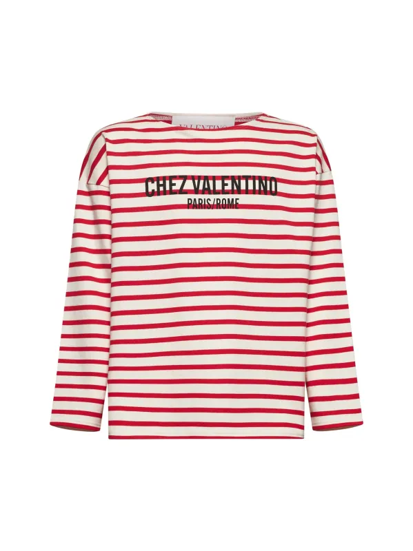 Butter Striped Chez Valentino Print T-Shirt sold by Lord & Taylor