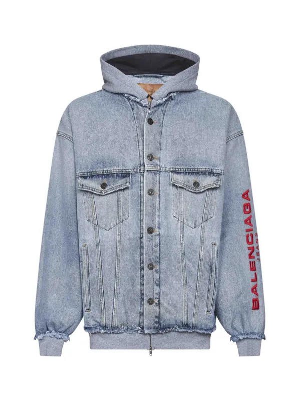 Light Blue Denim Cut-Up Hooded Jacket sold by Lord & Taylor