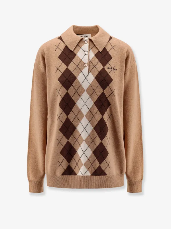 Cashmere Polo Shirt with Miu Miu Embroidery sold by Lord & Taylor