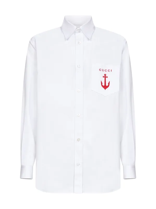 White Cotton Poplin Embroidered Shirt sold by Lord & Taylor