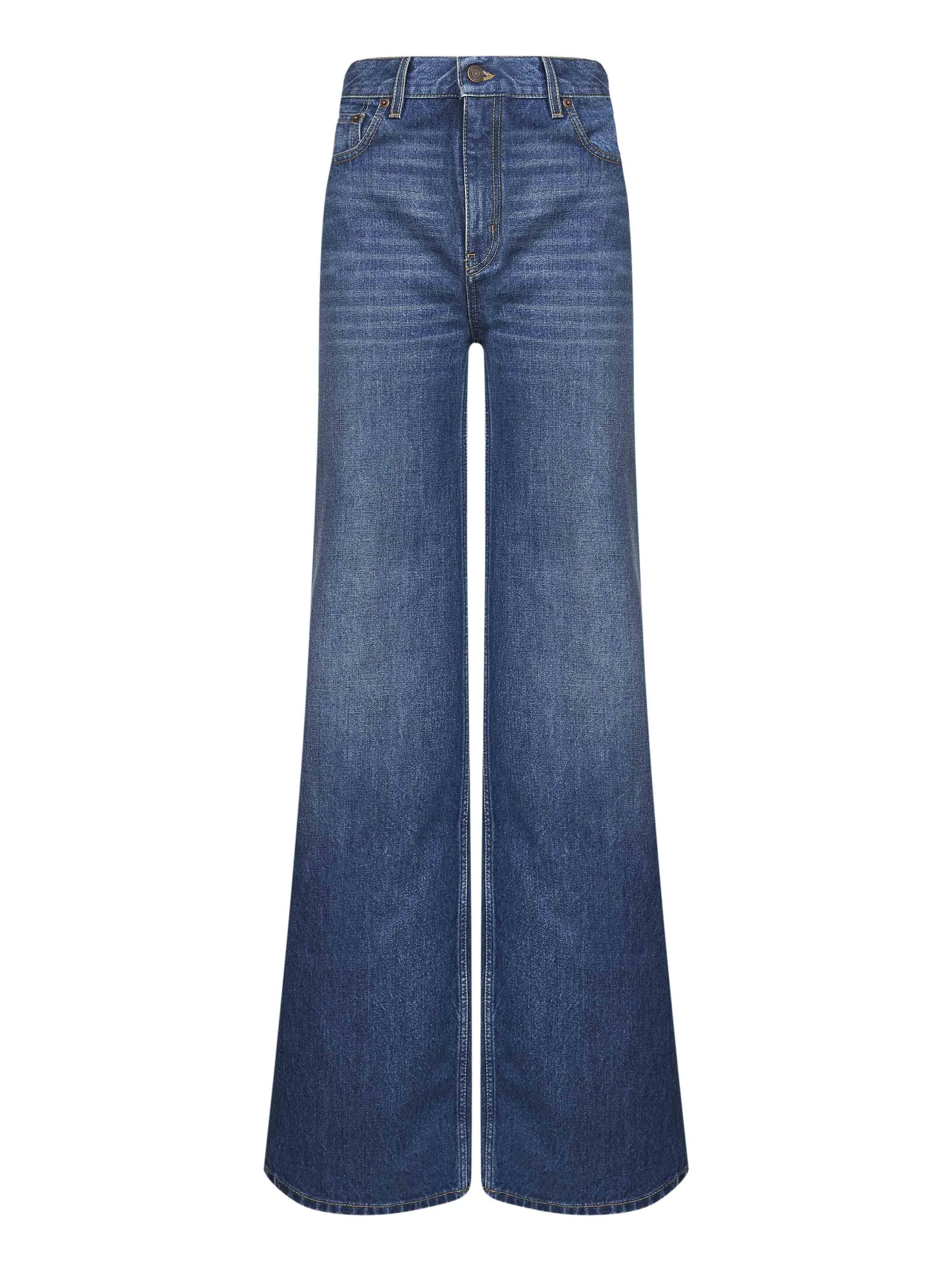 Blue High-Waisted Flare Jeans sold by Lord & Taylor