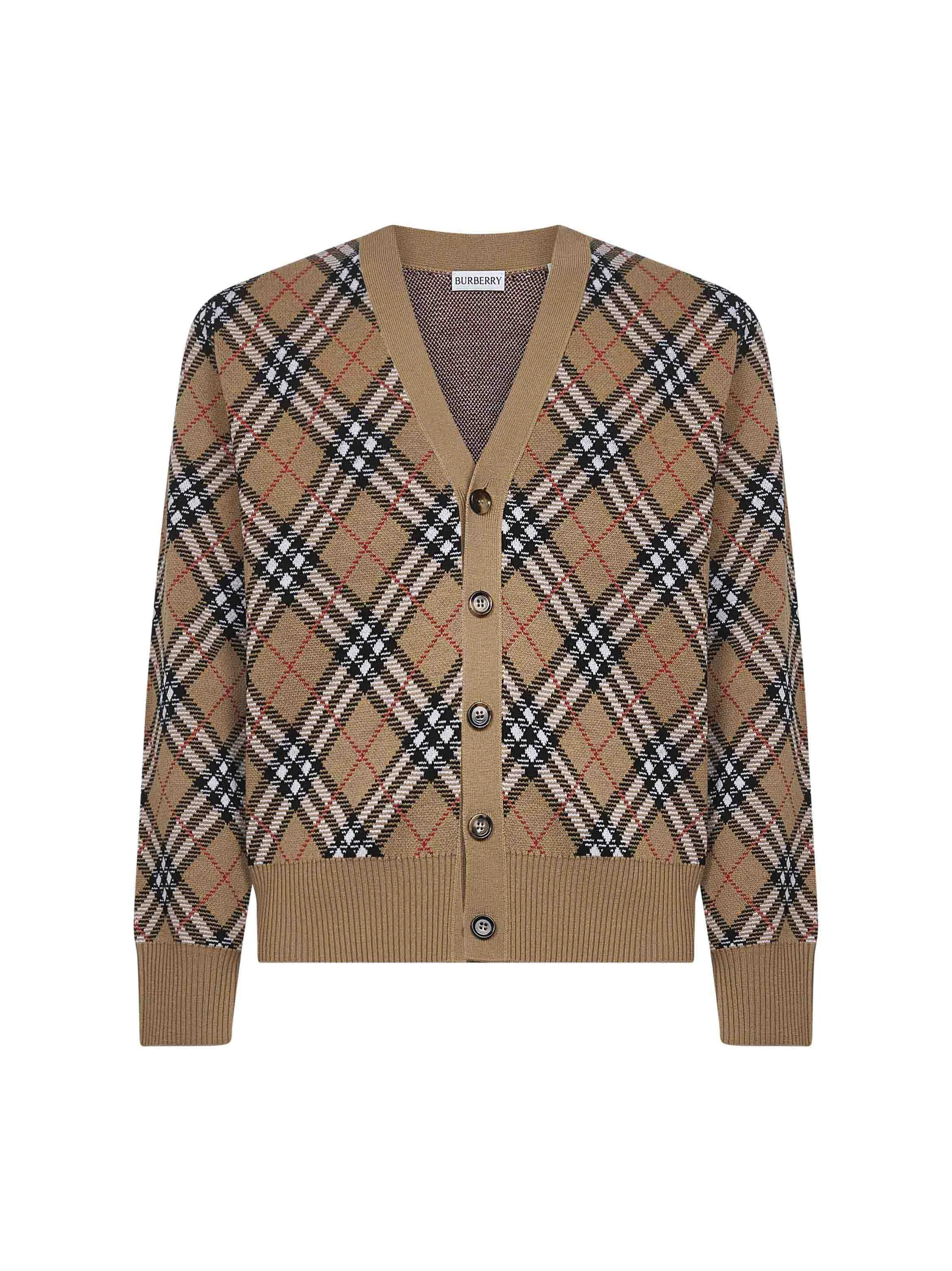 Beige Check Knit Cardigan sold by Lord & Taylor