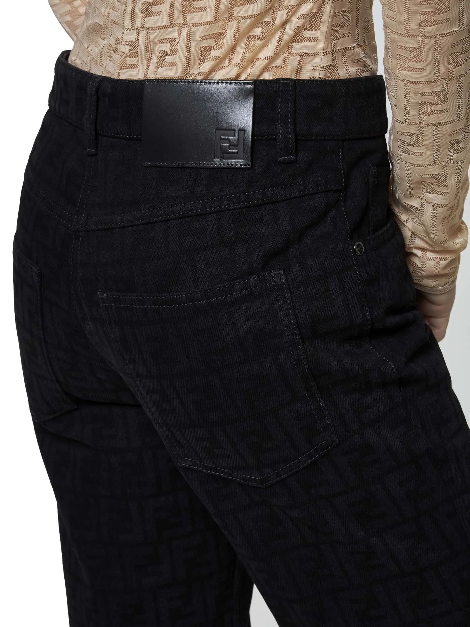 Fendi Black FF Motif Denim Jeans sold by Lord & Taylor product image thumbnail 5