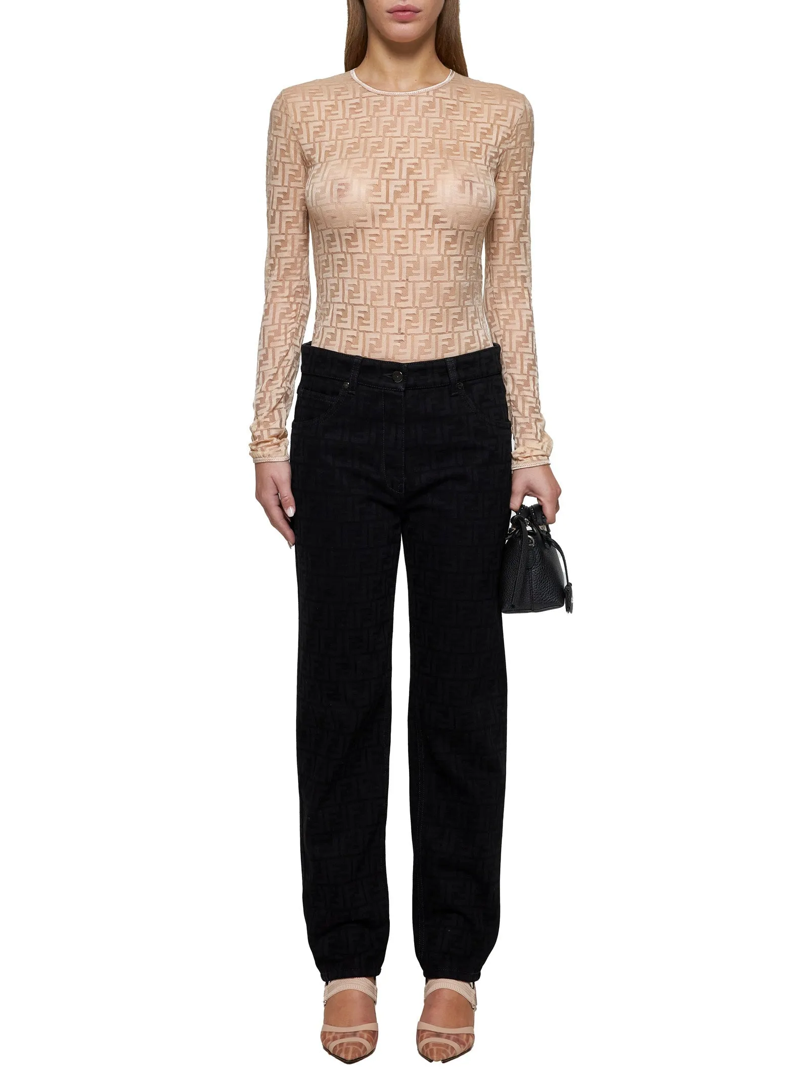 Fendi Black FF Motif Denim Jeans sold by Lord & Taylor product image thumbnail 2