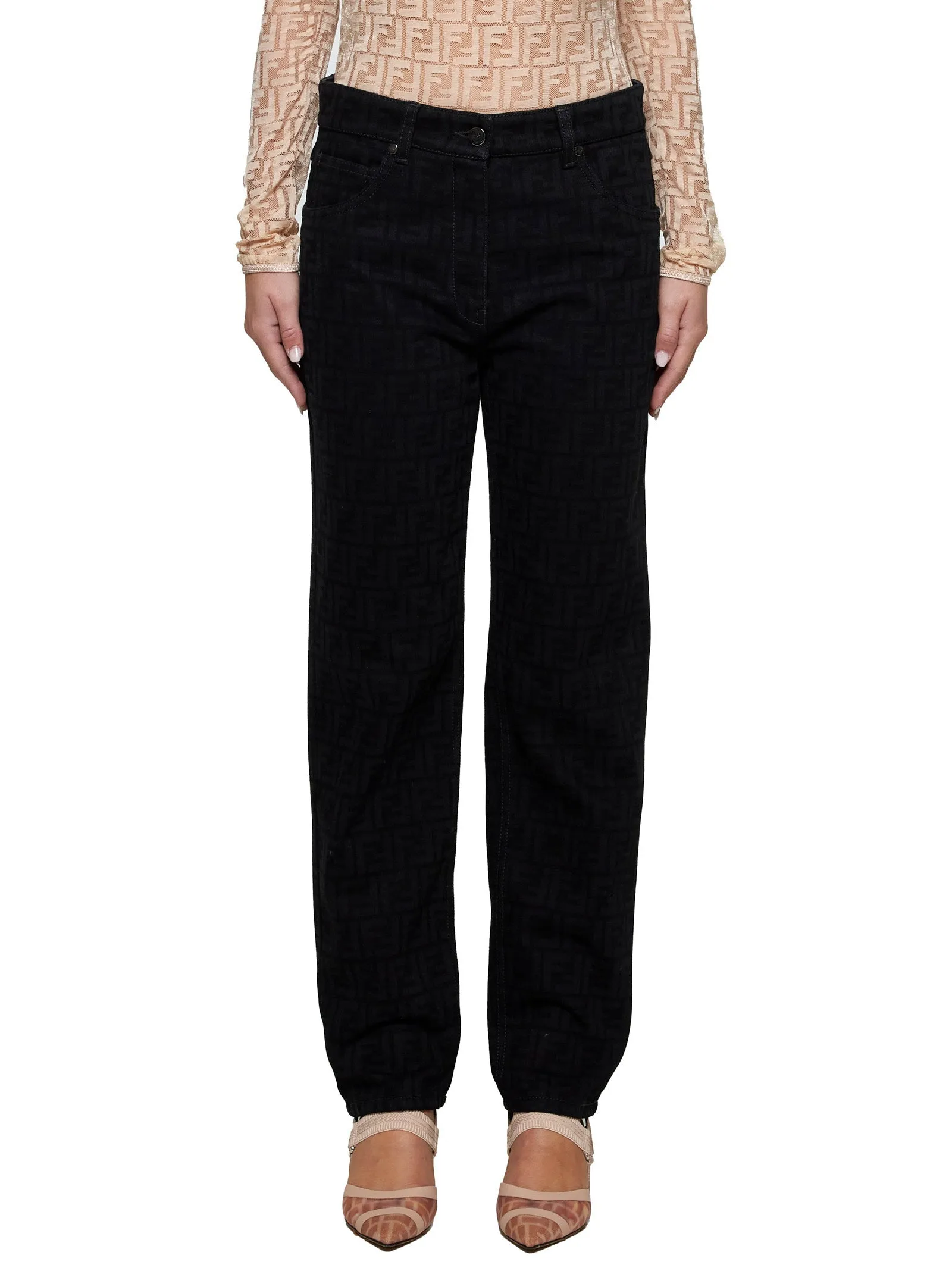 Fendi Black FF Motif Denim Jeans sold by Lord & Taylor product image thumbnail 3