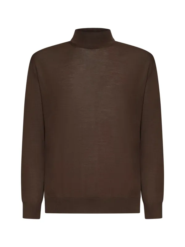 Brown Virgin Wool Mock Neck Sweater sold by Lord & Taylor