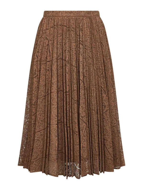 Brown Lace Leandro Pleated Midi Skirt sold by Lord & Taylor