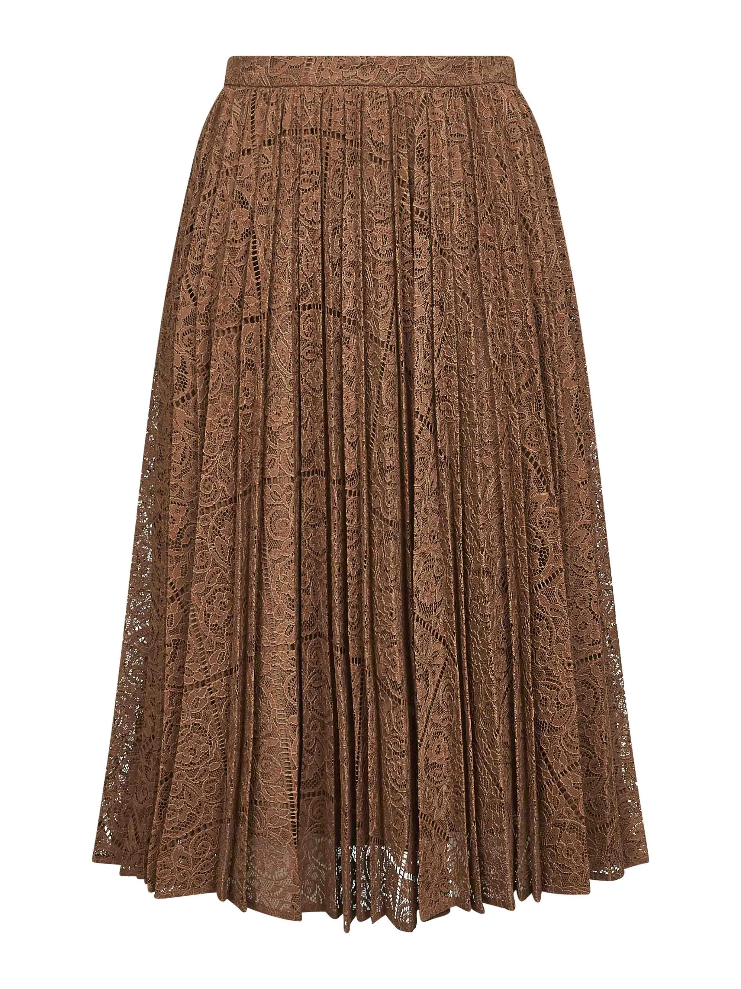 Brown Lace Leandro Pleated Midi Skirt sold by Lord & Taylor