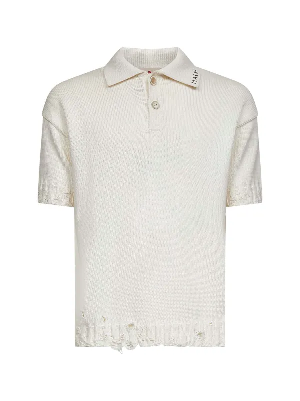 Ivory Cotton Knit Polo Shirt sold by Lord & Taylor