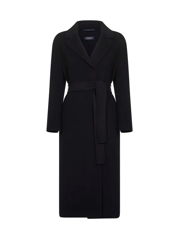 Black Double Broadcloth Robe Coat made by MaxMara