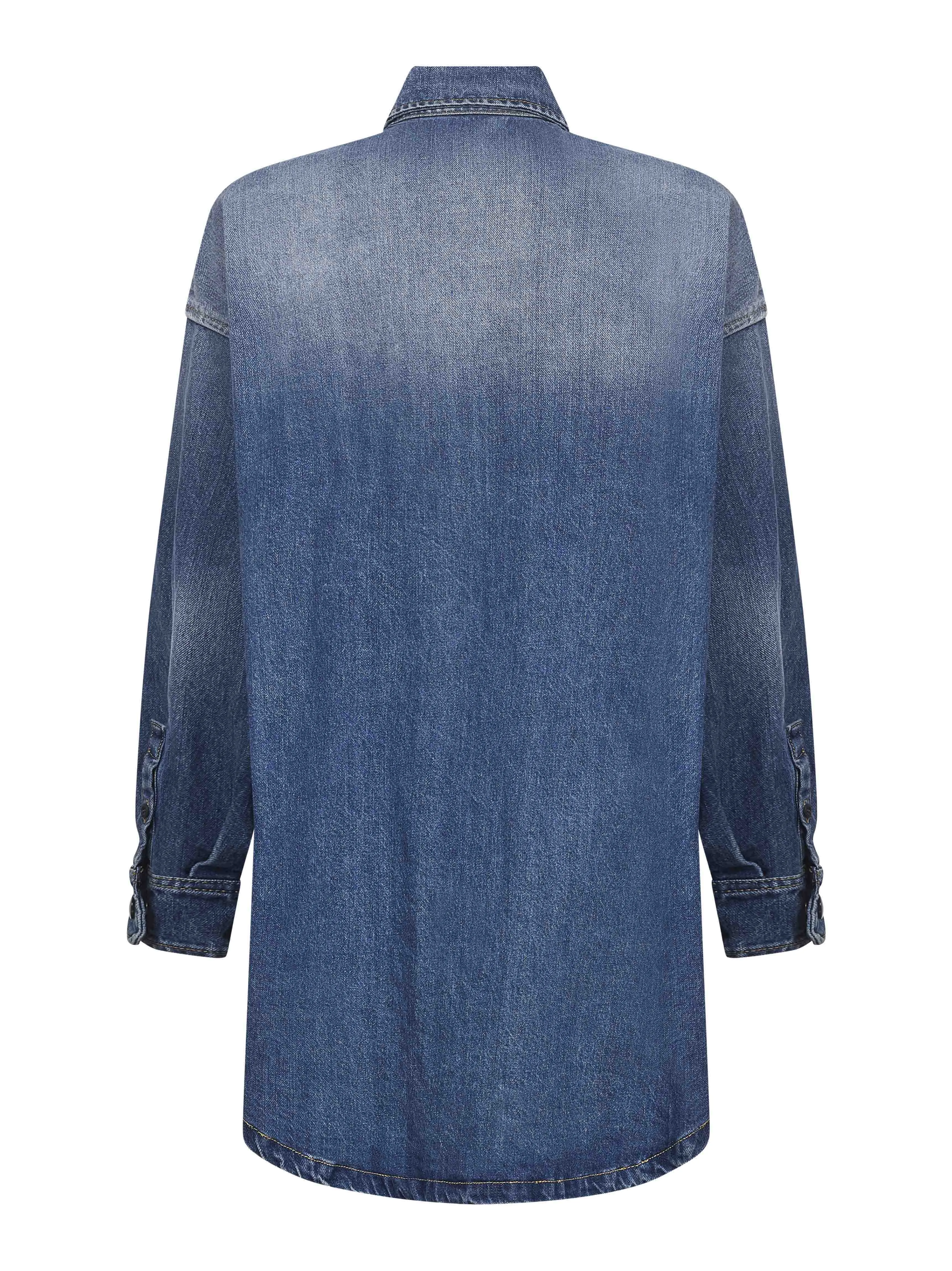 Light Blue Cotton Denim Long Shirt sold by Lord & Taylor product image thumbnail 2