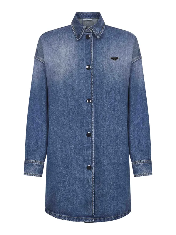 Light Blue Cotton Denim Long Shirt sold by Lord & Taylor