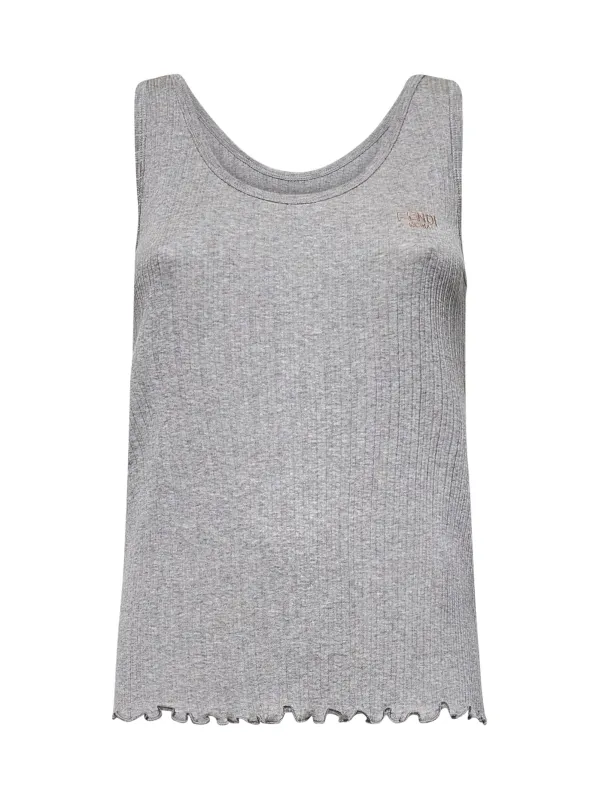 Grey Ribbed Jersey Embroidered Tank Top sold by Lord & Taylor
