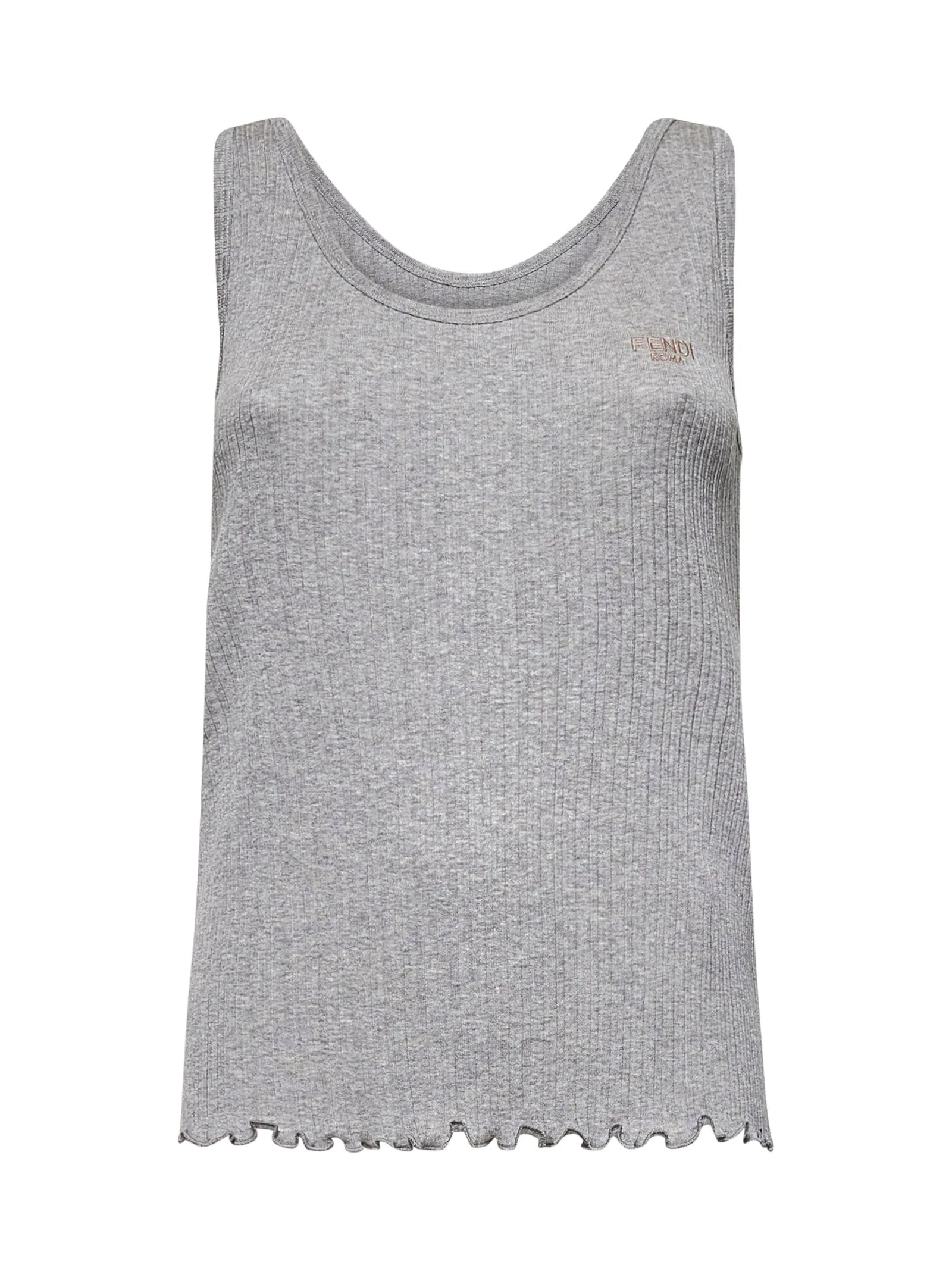 Grey Ribbed Jersey Embroidered Tank Top sold by Lord & Taylor